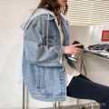 Tonlion 2024 New Spring and Autumn Denim Coat Women's Korean-Style Loose Hooded Denim Clothes Jacket Women's Short Coat.