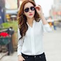 Long Sleeve Shirt Women Autumn Clothing Fashion Slim Chiffon Blouse V-Neck Korean Elegant Office Lady Shirts Basic Womens Tops.