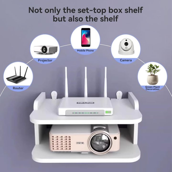 Router Stand WiFi Router Shelf, Small Mini Wall Shelves Stuff WiFi Remote Control Storage Box Shelf Support Bracket for Bedroom Living Room Projector Wall Mount Shelf Wall Mount Shelf Bracket-6/12/8