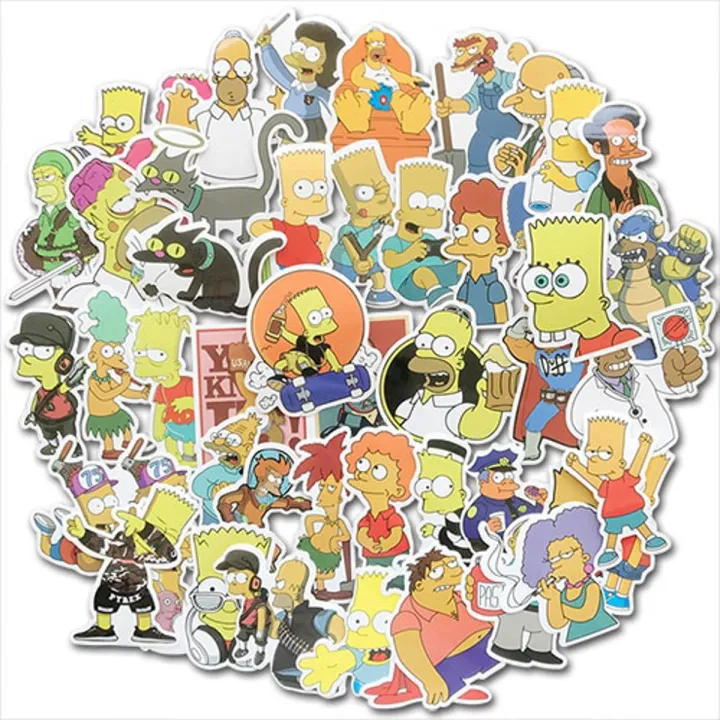 【happy one】50Pcs Funny Anime The Simpsons Cartoon Sticker Pack For Kids Toy DIY Skateboard Luggage Laptop Guitar Car