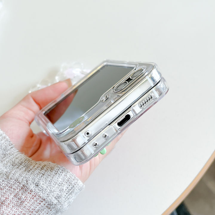 Olige%20%20Case%20For%20Samsung%20Z%20Flip%203%204%205%206%207%20New%20folding%20screen%20dazzling%20colorful%20butterfly%20and%20three-dimensional%20colorful%20flower%20belt%20hand%20chain%20Phone%20Case%20Back%20Cover%20-%20Image%208