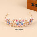 1Pc Crystal Princess Crown Rhinestone Tiara for Girl Birthday Wedding Model Catwalk Queen Crown Pearl Butterfly Hair Jewelry Mzea.