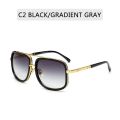 2021 New Fashion Big Frame Sunglasses Men Square Metal Sun Glasses Women RetroVintage High Quality Gafas Oculos De Sol.