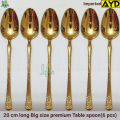 6 pcs premium quality Big Size Table spoon 20 cm long Table spoon Golden spoon , Best tableware Table Spoon (6 pcs set Table Spoon)Design-2.