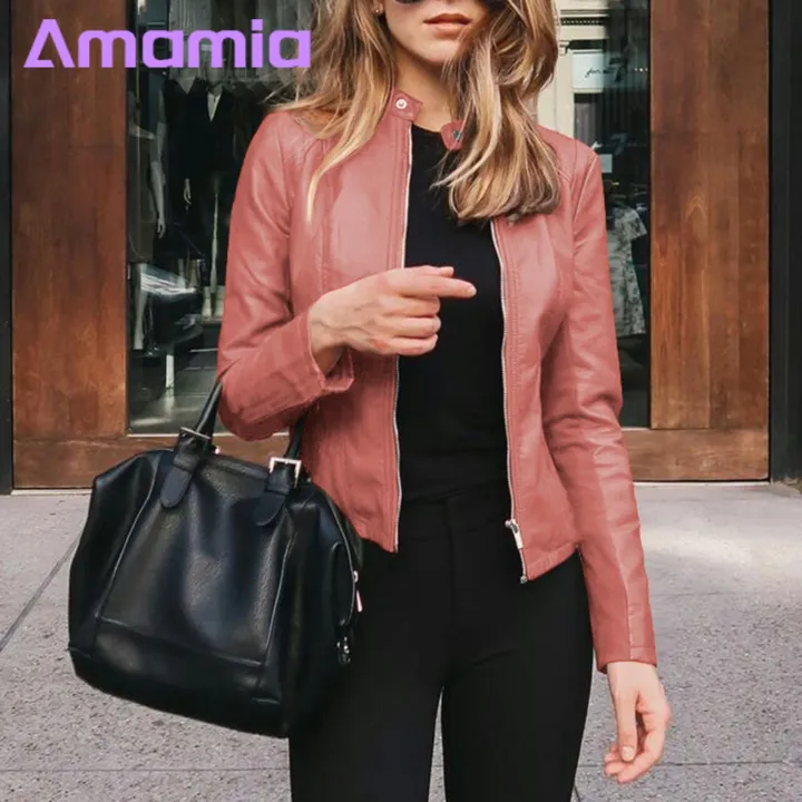 Lady%20Jacket%20Stylish%20Windproof%20Faux%20Leather%20Jacket%20for%20Women%20Perfect%20for%20Fall%20Spring%20Women%20Faux%20Leather%20Jacket%20-%20Image%207