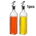 Glass Oil and Vinegar Dispenser, (Set of 1) Modern Olive Oil Dispenser, Wide Opening for Easy Refill and Cleaning, Clear Glass Oil Bottle, Pouring Spouts, 500 ml. 