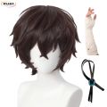 High Quality Dazai Osamu Cosplay Wig Anime Bungo Stray Dogs Cosplay Short Brown Heat Resistant Synthetic Hair Wigs + Wig Cap. 