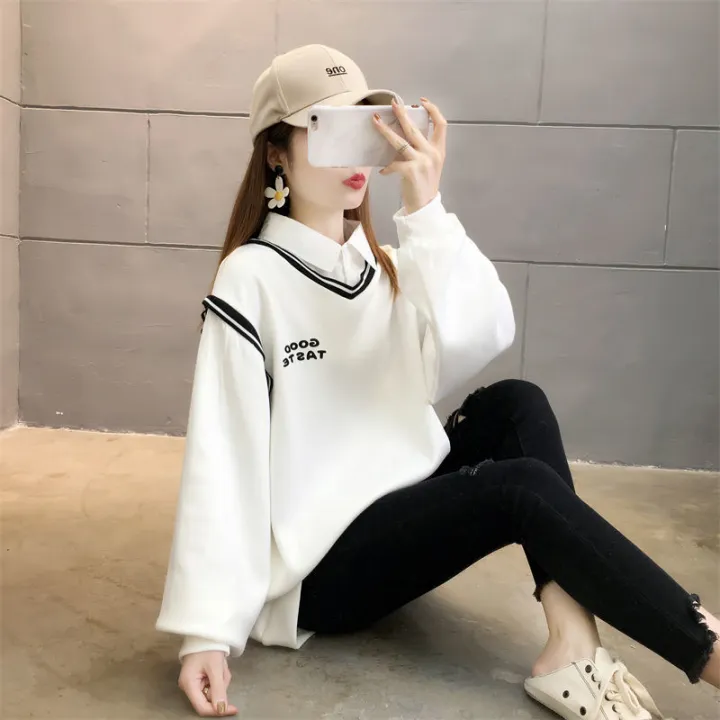 Shirt%20Collar%20False%20Two-Piece%20Sweaters%20Female%20Student%20Korean%20Style%20Loose-Fitting%20Autumn/Winter%20Wear%20Thin%20Fleece-Lined%20Thicken%20Lazy%20StyleinsTide%20-%20Image%209