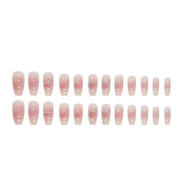 24Pcs/Set%20Diamond%20and%20Love%20Full%20Cover%20Artificial%20Nail%20Seamless%20Removable%20False%20Nails%20Capsule%20Fashion%20Pink%20Gradient%20Art%20Nail%20-%20Image%202