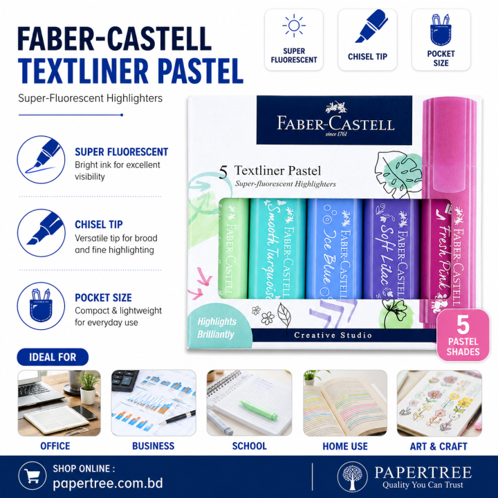 Faber Castell Textliner Pastel Highlighter set of 5