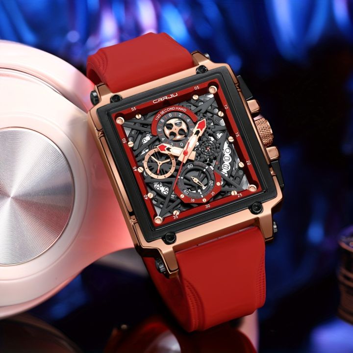 CRRJU%20Sports%20Men's%20Watch,%20Multifunctional%20Chronograph%20Waterproof%20Square%20Wristwatch%20-%20Image%204