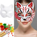 1 Pcs Anime Halloween Foxes Mask Japanese Cosplay Rave Hand-Painted Anime Demon Slayer Half Face Cat Masks Festival Party Props.