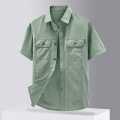 Stylish Solid Color Casual Half Sleeve Shirt with Double Pocket for Men.