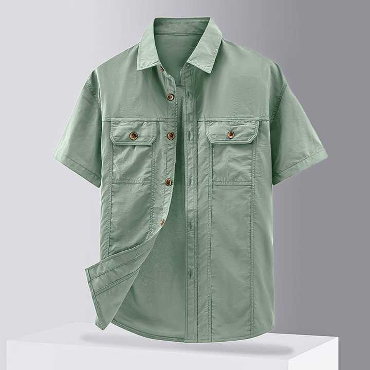 Stylish%20Solid%20Color%20Casual%20Half%20Sleeve%20Shirt%20with%20Double%20Pocket%20for%20Men%20-%20Image%203