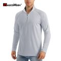 MAGCOMSEN UPF50 Men's T-shirt UV Sun Protection Long Sleeve Hiking Fishing Shirts Quick Dry 1/4 Zip Summer Pullover Workout Tops.