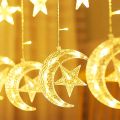 Ramadan Decoration 2024 Star Moon Curtain Garland String Light Aid EID Mubarak for Home Arabic Islam Muslim Event Party Supplies. 