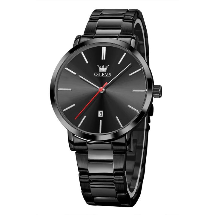 "Olevs 701 Black Stainless Steel Analog Wrist Watch For Men - Black "