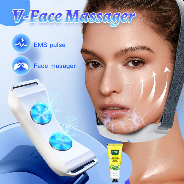 EMS V-Face Double Chin Reducer V Face Massager Shape Facial Lifting Slimming Microcurrent Beauty Device V-Line Chin Up Remover BruberryBeE