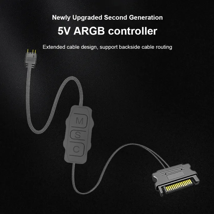 ARGB%205V%203PIN%20To%20SATA%20Interface%20Extension%20Cable%20Mini%20Adapter%20Controller%20RGB%20Sync%20Controller%20Cable%20for%20PC%20Fan%20Light%20Strip%20-%20Image%202