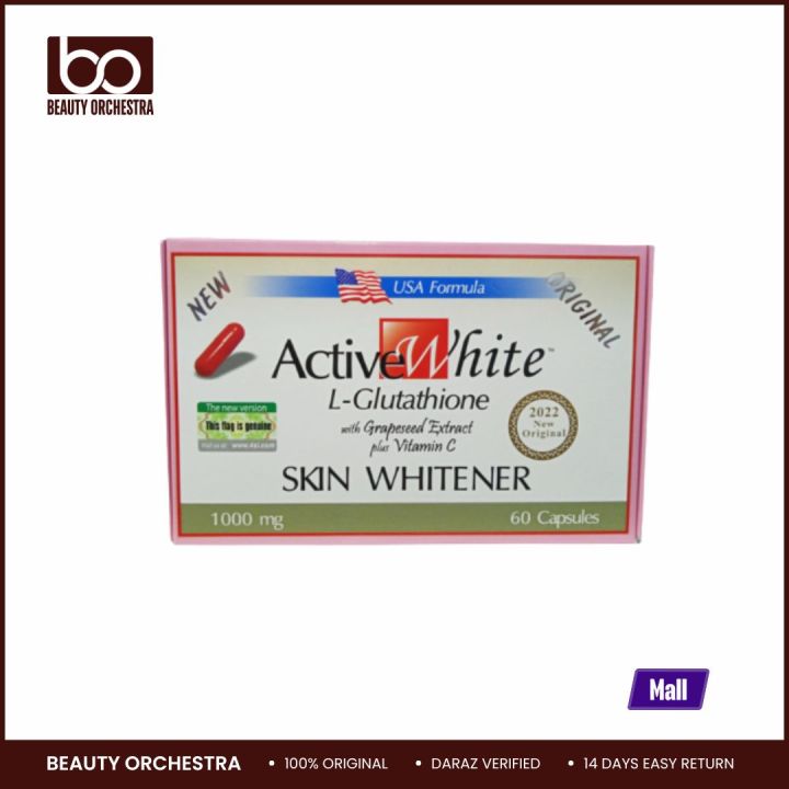 active white l glutathione Active White L-Glutathione Skin Whitener 1000mg - 60 Capsule Beauty  Orchestraonline shop bangladeshothoba.com