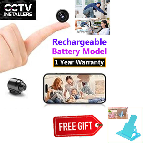 Super Premium Rechargeable Battery X5 Mini Camera Full HD 1080P 4K WiFi Wholesale Wireless CCTV Night Vision 140 Wide Angle Lens Video Recorder Sound Detector for Safety Security IP Controlled Professional Cam Black Color Free Gift Mobile Stand Included!
