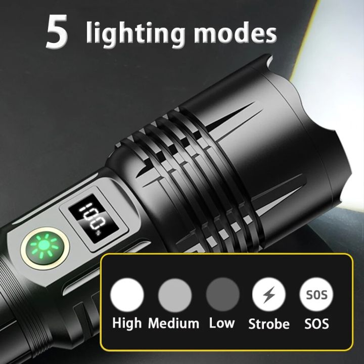 LED%20Flashlight%20Rechargeable,%20Zoom%20Super%20Bright%20Torch%20high%20Lumen%20Flashlight%20with%20Digital%20Power%20Display%20for%20Camping,%20Outdoor%20-%20Image%202