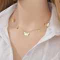 Simple Double Layer Star Moon Charm Multilayered Necklace Chain For Women.