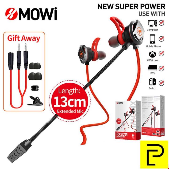 Plextone MOWI RX3 PRO Wired Stereo Bass in-Ear Gaming Earphones Dual Mic Extension Cable for PC Laptop and Cellphones