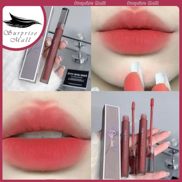 Gogo Bear Crystal Clear Moist Lips Glaze Lip Mud Velvet Soft Mist Matte  Lipstick Not Easy To Fade