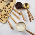 Stainless Steel Measuring Cup Spoon Wooden Handle Food Coffee Flour Kitchen Baking Tool Bartender Scale Measuring Spoon Cups Set. 