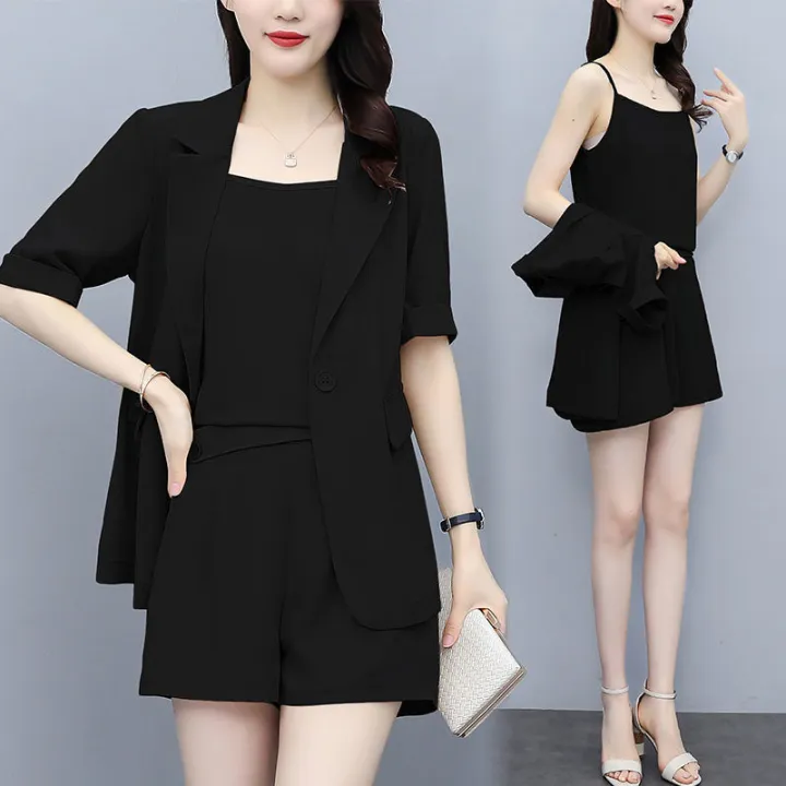 Three-Piece%20Suit%20for%20Fat%20Girls%20Coat%20Shorts%20Fashion%20Suit%20Simple%20Style%20Loose%20New%20Summer%20Large%20Size%20Women's%20Clothing%20-%20Image%202