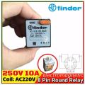 Finder 220VAC 10A Mini Electromagnetic Relay Finder Relay 60.12.8.220.0040 and MK2P-1 General Purpose Relay Coil Voltage AC 220V 2 pole 8 Pin Round Use for Household and Industria Incubator Geyser Heaterl. 