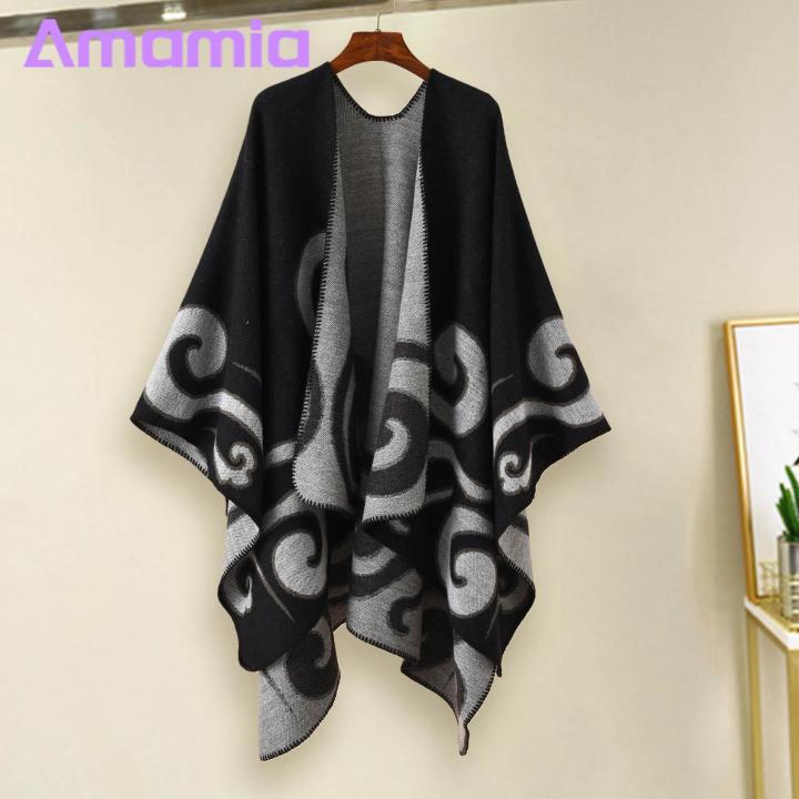 Amamia%20Women%20Autumn%20Cape%20Irregular%20Hem%20Contrast%20Color%20Fall%20Poncho%20-%20Image%205
