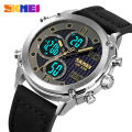 Skmei dual-display electronic watch with three dials design luminous 30m waterproof mutifunctional sports fashion wristwatches for men 1975. 