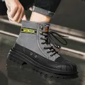 【selevn roind】 Shoes for Men Outdoor Male Booties 2023 Canvas Boots Toe Cap Anti-collision Shoes Winter Cotton Ankle Boots Fashion New. 