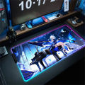 Genshin Impact Furina Anime Mouse Pad LED PC Kawaii Girl Mousepad Gamer Cabinet Keyboard Pad RGB Gaming Accessories XXL Desk Mat.