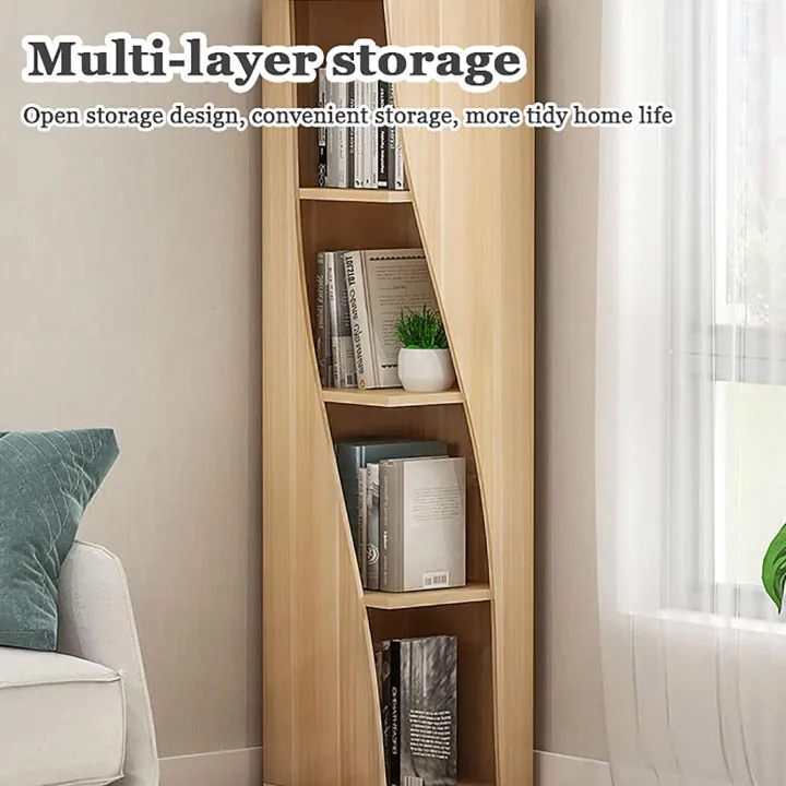 FURNIX%20Bookworm%20Haven%20Corner%20Bookcase%20-%2070%20Inches%20Tall%20Gap%20Freestanding%20Storage%20Cabinet%20Shelve%20-%20Image%203