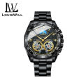 LouisWill Men's Watch Double Tourbillon Hollow Calendar Watch Luminous Watch Steel Band Watch Men's Fashion Steel Watches 30M Waterproof Wristwatches  Watches For Men With Free Box. 