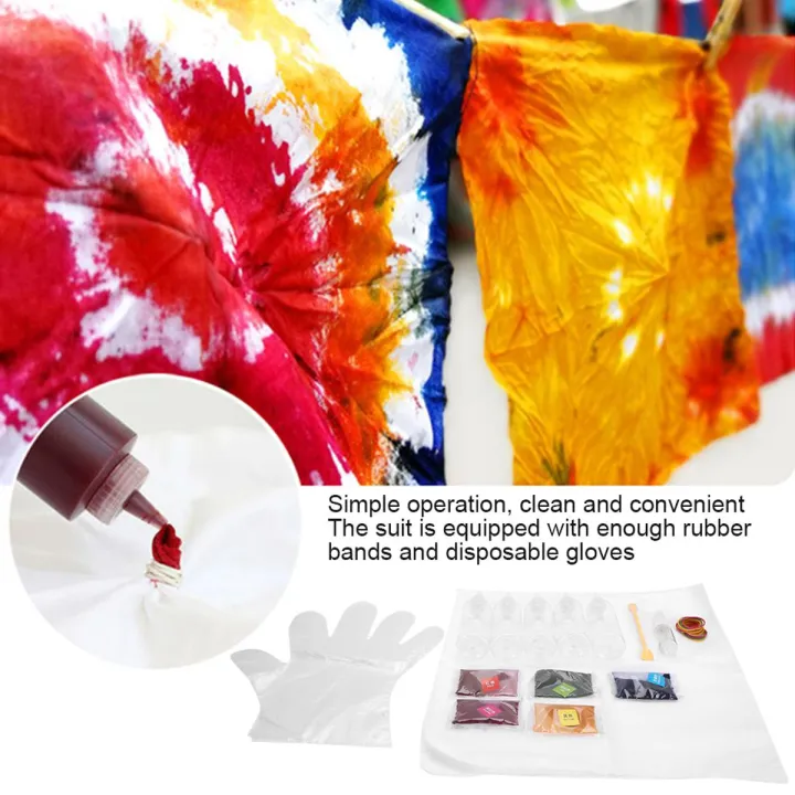 Tie Dye DIY Kit Non Toxic Textile Fabric Pigment Colorful Paint Set Art Supplies