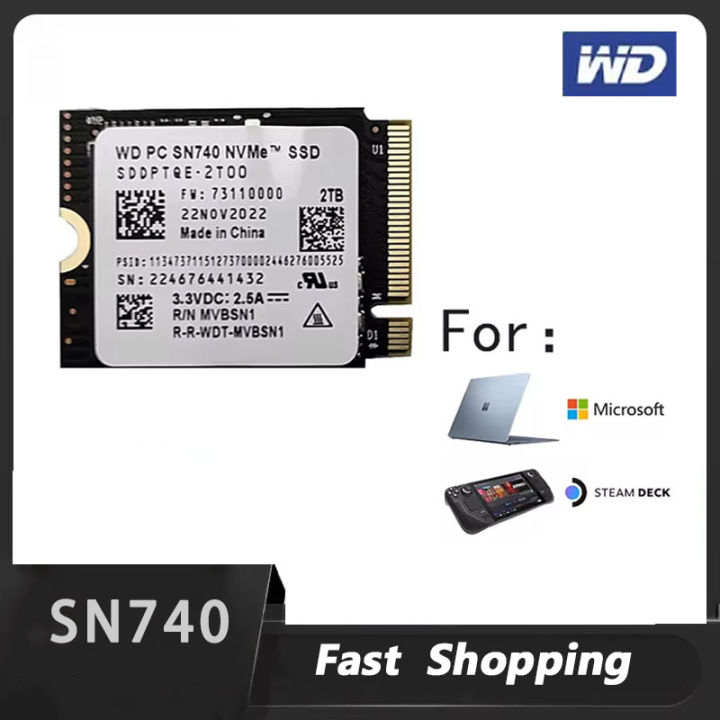 Western Digital WD Original SN740 512GB 256GB M.2 NVMe 2230 PCIe4.0x4 SSD for Microsoft Surface Laptop 3 Steam Deck New