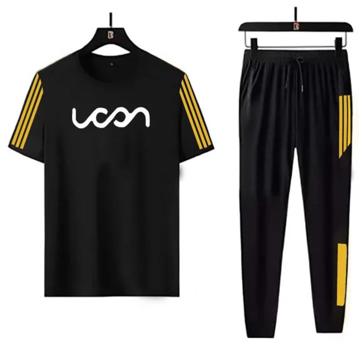 Black Cotton Combo T-Shirt & trouser Pant For Man-Black T-shirt and Pant for men
