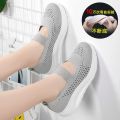 Ruideng Shoes for Women2023Summer New Mesh Breathable Sneakers Shallow Mouth Mom Shoes Rocking Shoes Thick Sole Women's Shoes.
