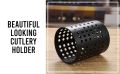 Spoon Stand for Dining Table Fancy Stainless Steel Cutlery Holder, Black.