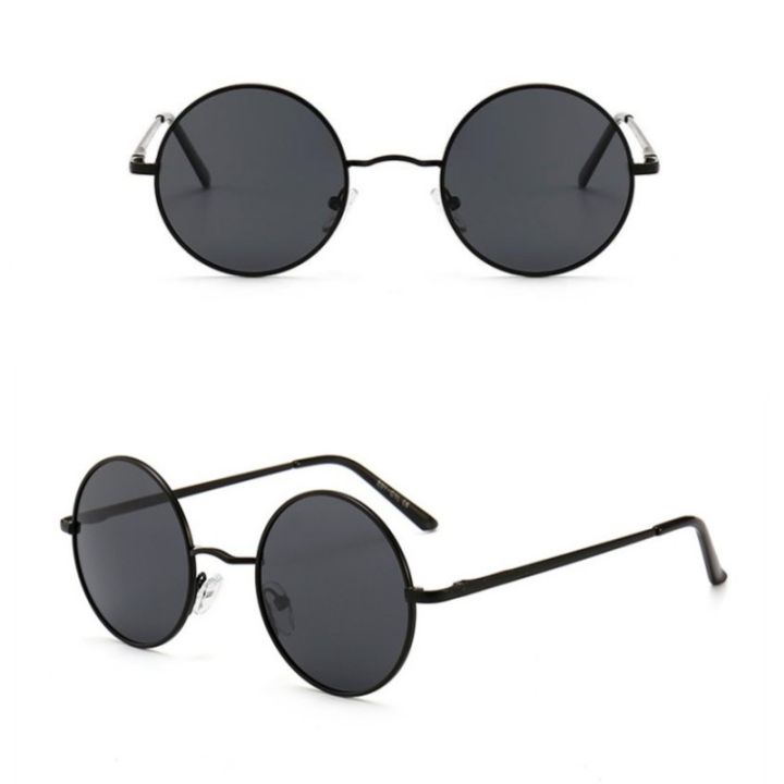 Sun Glasses Reflective Dazzle Color Women Men Round Frame Flat Light Glasses Polarized Retro Sunglasses