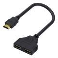 Out of the two conversion cables, twin adapter wires, HDMI one point two, flat male to female extension, 1/2 dual HDMI one.