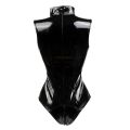 Black Latex PVC Bodysuit Women Faux Leather Catsuit Bodycon Punk Costume Clubwear Short Tight Jumpsuit M7019.