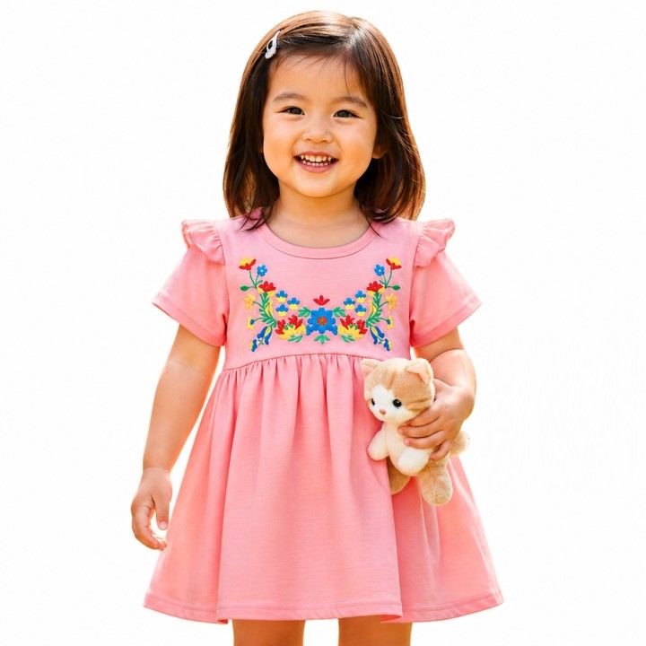 Soft and Comfortable Cotton Printed Fashionable Dress for Baby Girls