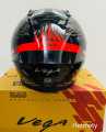 Vega Bolt Bunny Glossy Black Red full face helmet with dual certification.. 