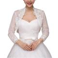 2022 New Women 3/4 Sleeve Wedding Jacket Cape Floral Lace Trim Wrap Shrug Bolero Cardigan. 