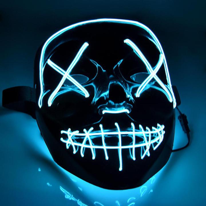 Led Mask Glowing Halloween Mask Neon Skull Scary Mask Party Festival Brithday New Year Gift Mascara Light Up Cosplay Costume